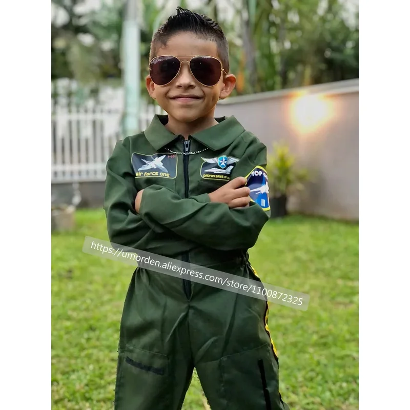 RT01 Umorden Fighter Pilot-kostuum voor kinderen Kind Jongens Luchtmacht Vlieger Vluchtpak Militaire jumpsuit 4-6Y 6-8Y 8-10Y * JK2