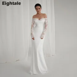 Eightale Bohemian Mermaid Wedding Dress Customized Off Shoulder Lace Pleats Backless Long Vestido De Novia Bridal Gown For Women