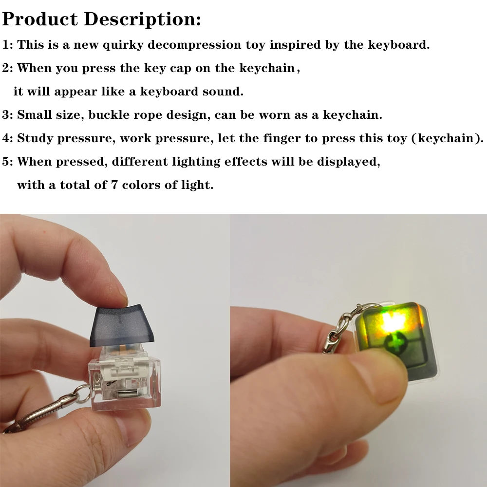لعبة الضغط على طرف الإصبع ، سلسلة مفاتيح بإضاءة RGB ، حلقة مفاتيح ، ملحقات سطح المكتب ، هاتف محمول ، قلادة حقيبة ظهر