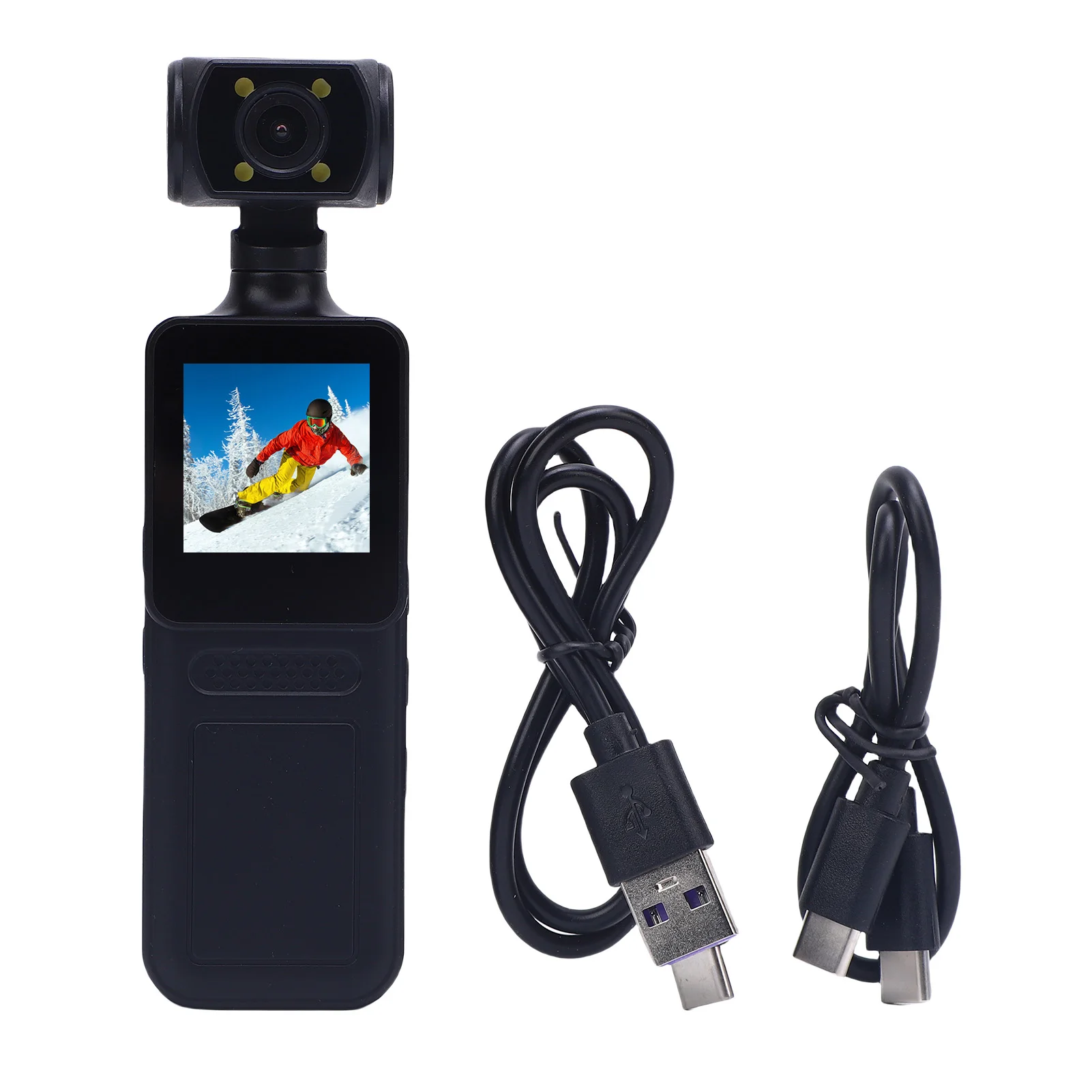 

Action Camera 135 Degree Wide Angle LED Light Handheld Camera 180 Degree Rotating Lens 40MP HD with APP for Law Enforcement