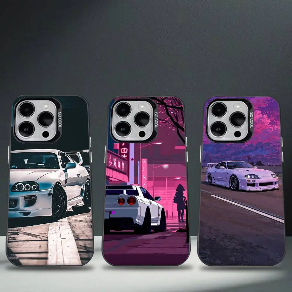 

Japan JDM Sports Car Phone Case For iPhone 16,15,14,13,12,11,8,7,Pro,Max,Plus,Mini,XS,SE Anti Fall Black Matte Hard