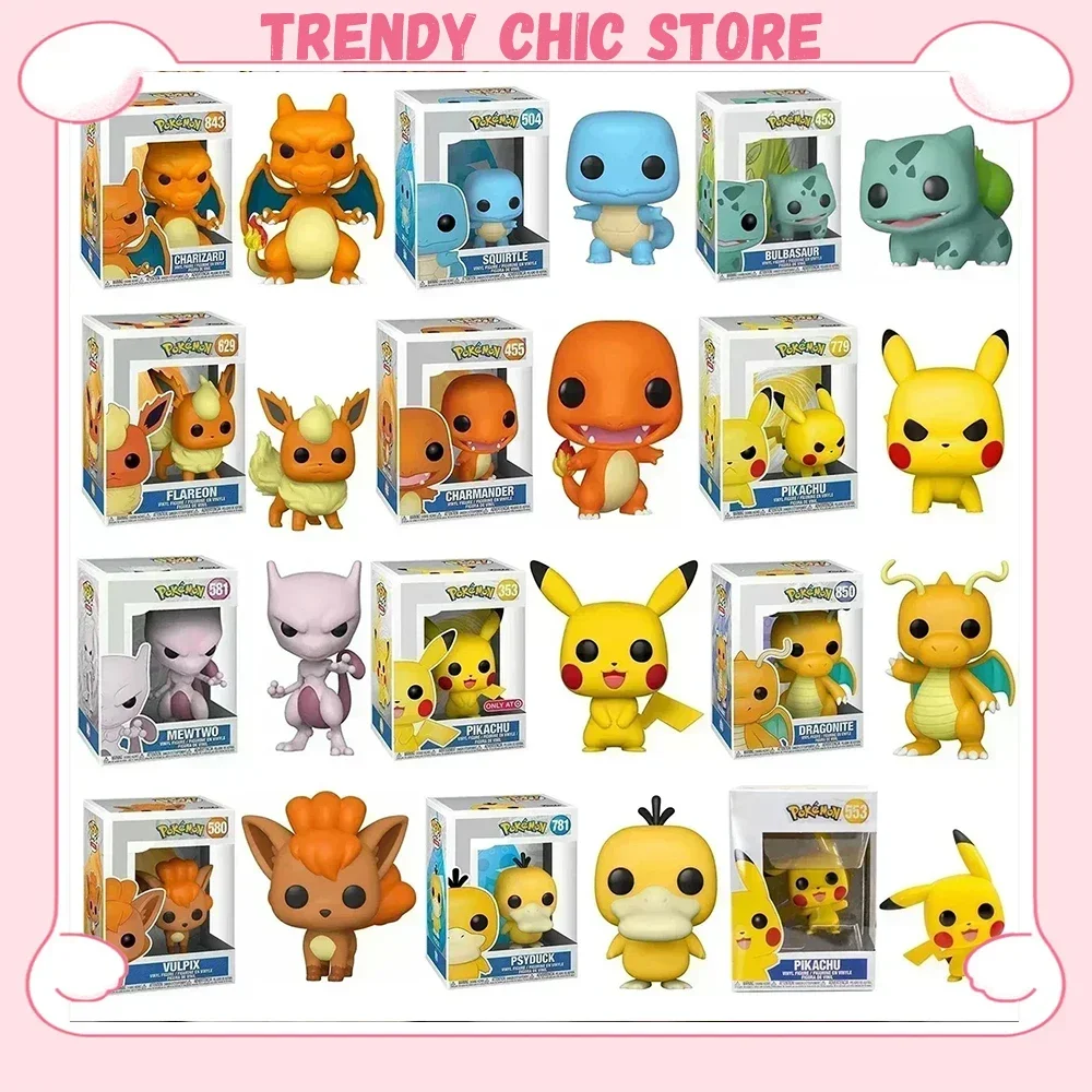 Funko Pop Pokemon Anime figura Pikachu estatuilla coleccionable modelo ornamento lindo vinilo muñecas figuras de acción de juguete para niños regalos