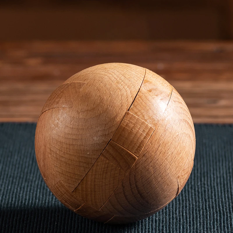 Drewniany zamek Kongming, okrągłe puzzle 3D w kształcie kuli, łamigłówki zabawka inteligencja, puzzle w kształcie kuli dla dorosłych i dzieci