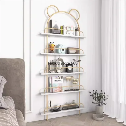 Living room bookshelf storage cabinet children's shelf wrought iron ultra-thin bookcase gap wall hanging behind household door