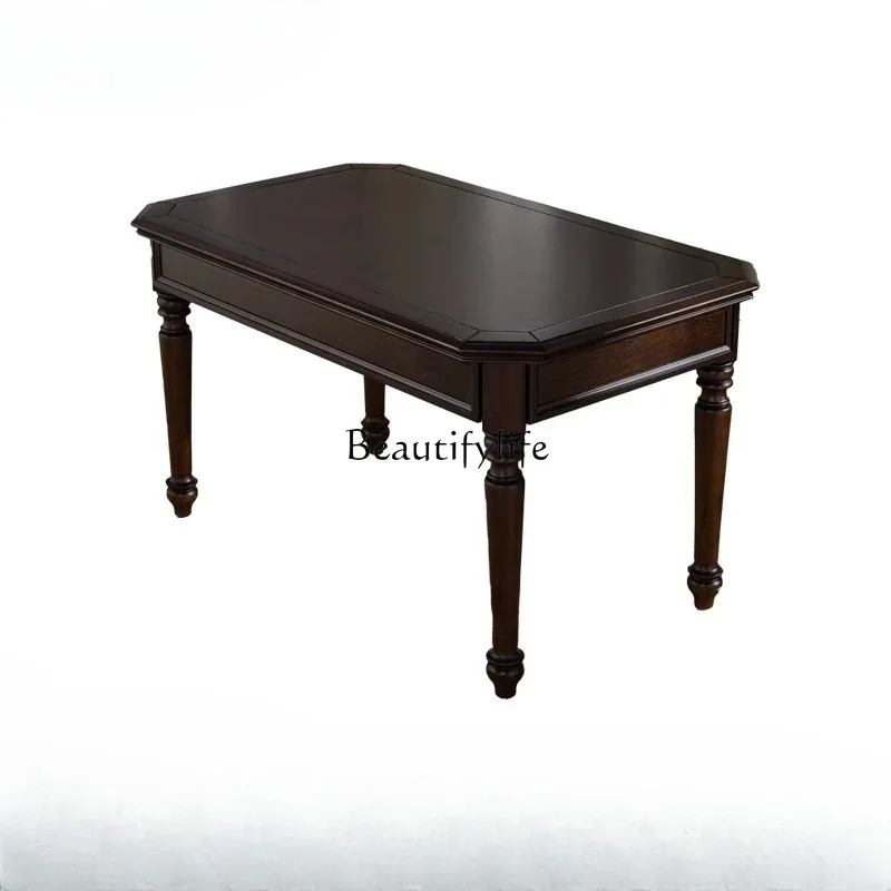 

01American Country Style Solid Wood Dining Table Rectangular Dining Table for Small Apartments