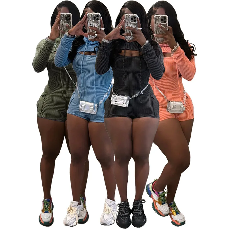 

Весна-лето, мода 2025 г., женские повседневные модные обтягивающие базовые однотонные комплекты из 2 предметов, топы с длинными рукавами, тонкие женские комбинезоны