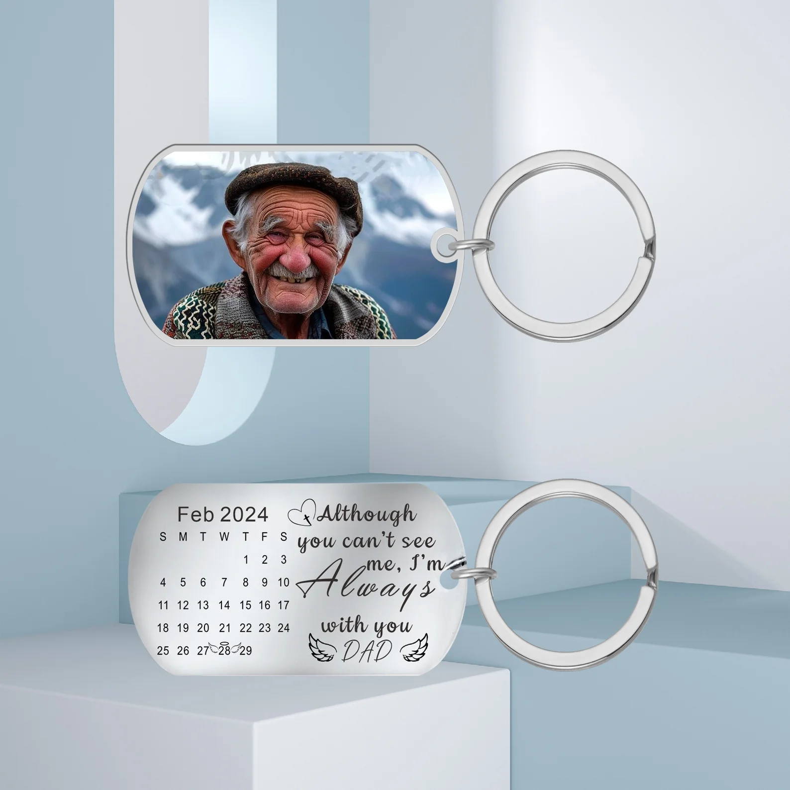 

I'm Always With You Memorial Keepsake Sympathy Gift Personalized Anniversary Photo Custom Photo Keychain In Memory of Grandpa