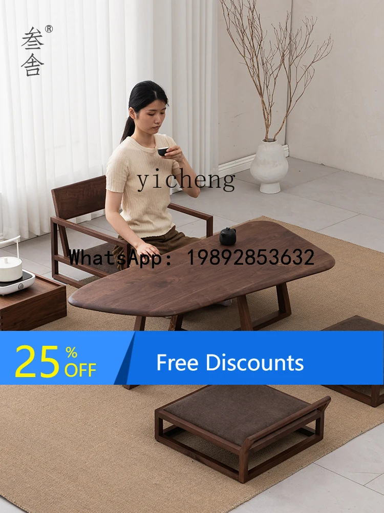 AA   black walnut solid wood tatami short kang table special-shaped modern simple small tea table