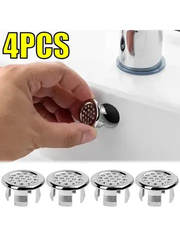 4 Uds. De plástico para baño, cocina, lavabo, cubierta de desbordamiento, anillo de inserción de repuesto, agujero cromado, tapa de drenaje redonda, accesorio para lavabo