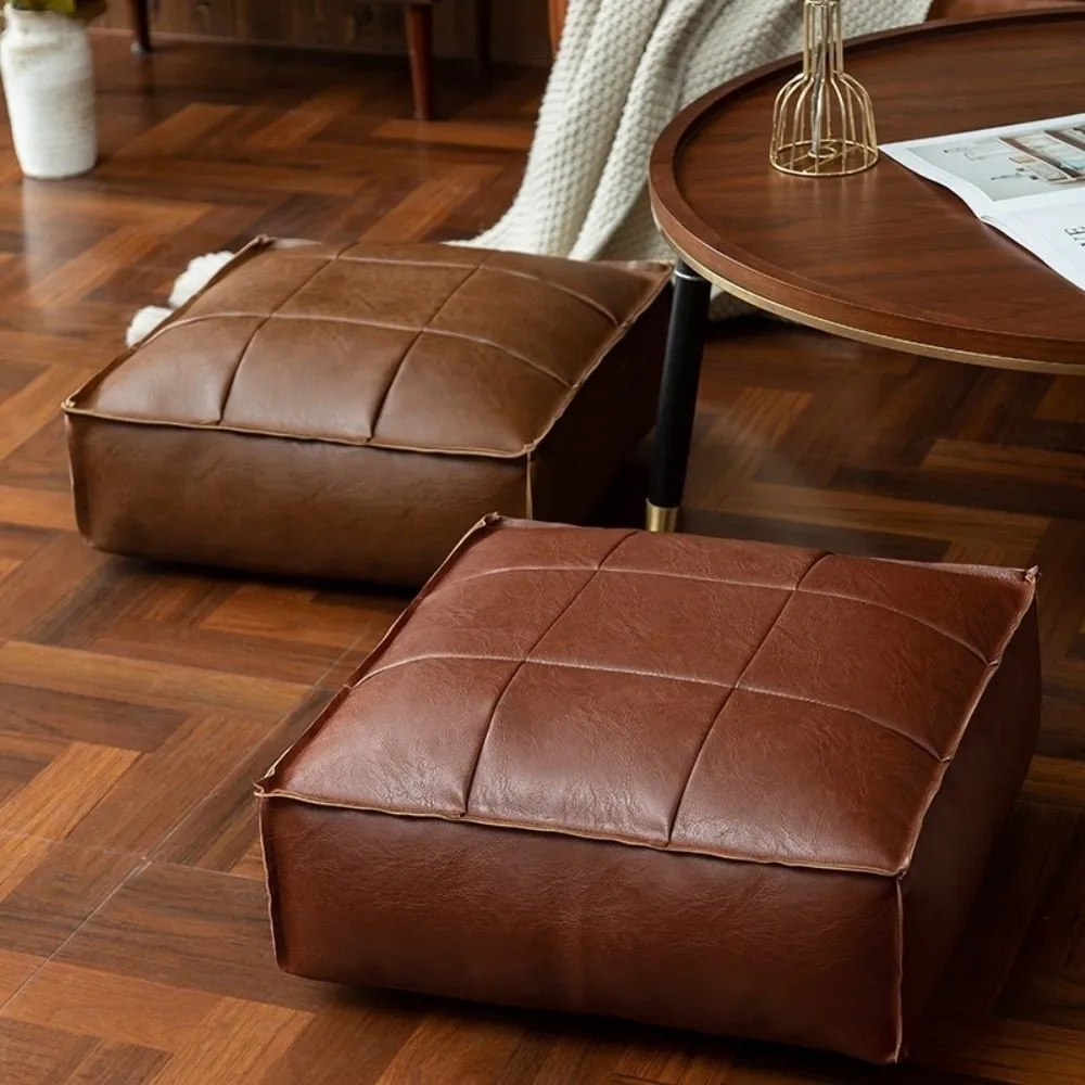 Multi-functional PU Leather Tatami Sitting Mat Square Thickened Storage Leg Bench Soft Waterproof Storage Bag Under Desk