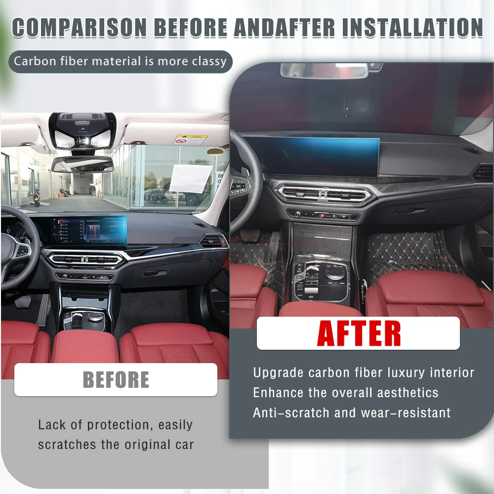 For BMW 2 3 4 Series G20 LCI G21 G22 G42 Facelift 2022 2023 LHD Carbon Fiber Center Console Dashboard Gear Panel Cover Trim