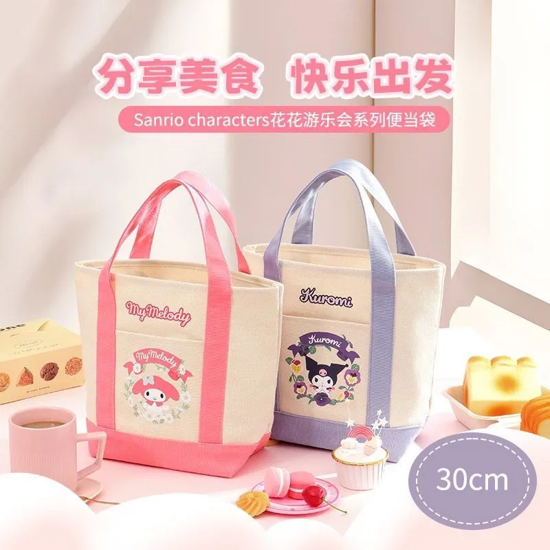 Cute cartoon Sanrio My melody cinnamoroll pochacco portable large capacity canvas tote bag for men and women daily necessities