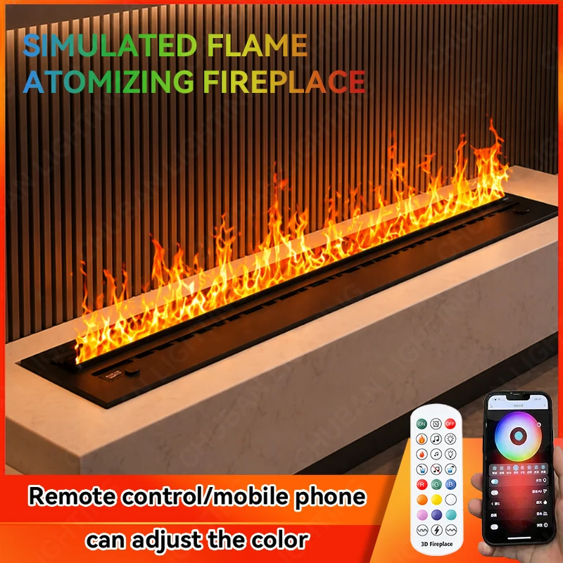 

3D Water Electric Fireplace Mist Fireplace Embedded Realistic Mist Flame Remote Control APP Interior Decoration Steam Fireplace