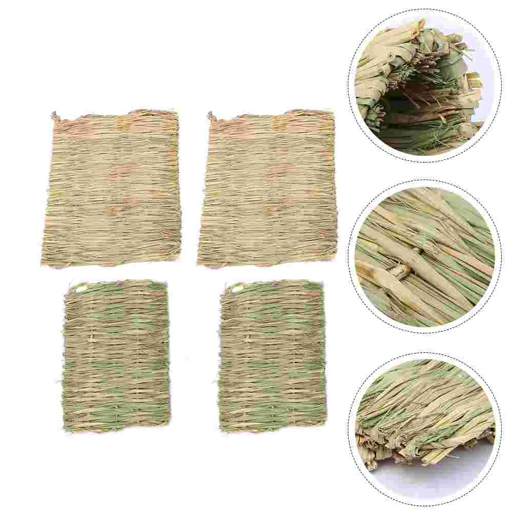 

4 Pcs Guinea Pig Houses Small Pet Straw Mat Decorate Grass Rabbit Cushion Bridegroom Hammock