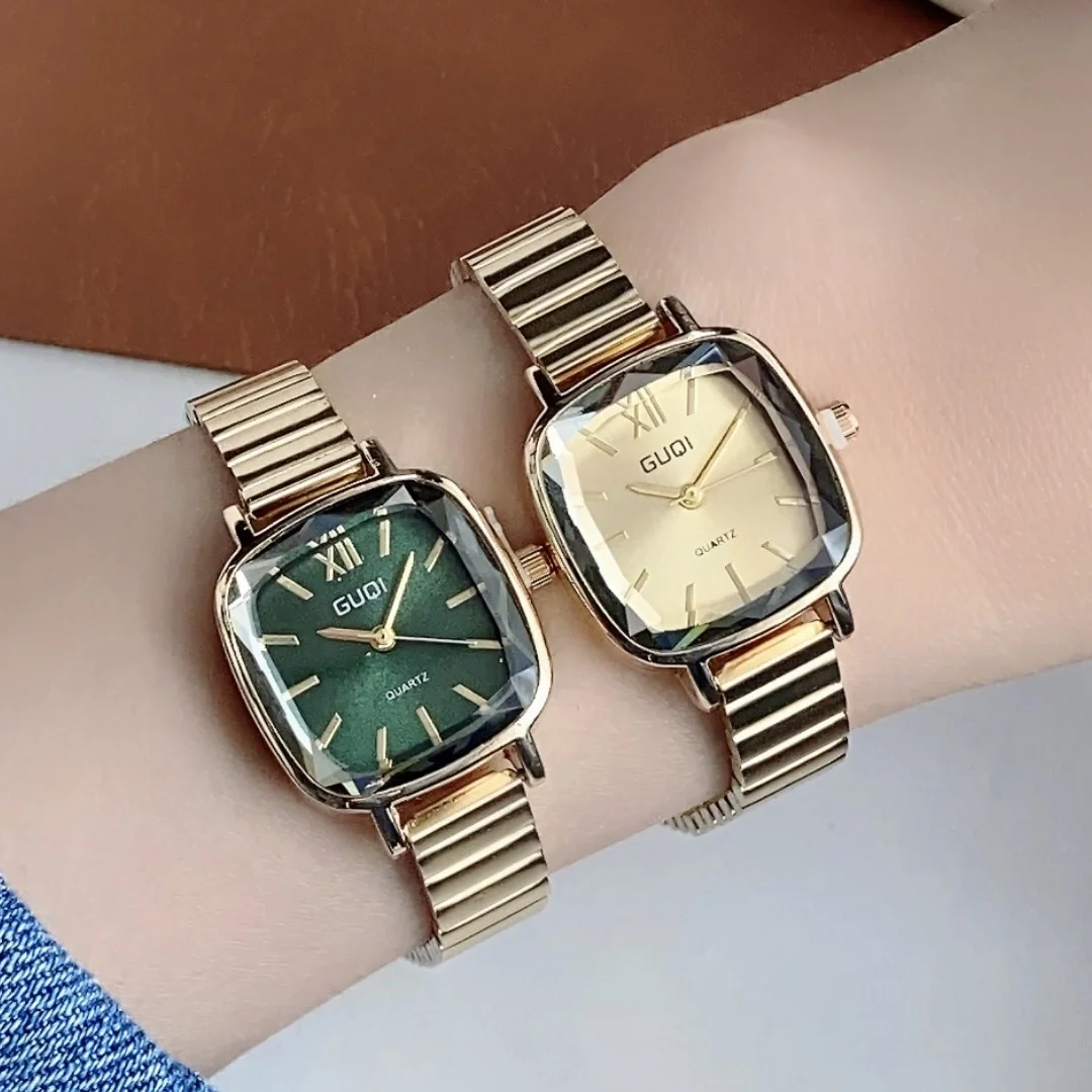 ساعة ذهبية للنساء مربعة للسيدات كوارتز ساعات المعصم الفولاذ المقاوم للصدأ للنساء ساعة ذهبية صغيرة للسيدات ساعة حائط هدية Relogio Feminino