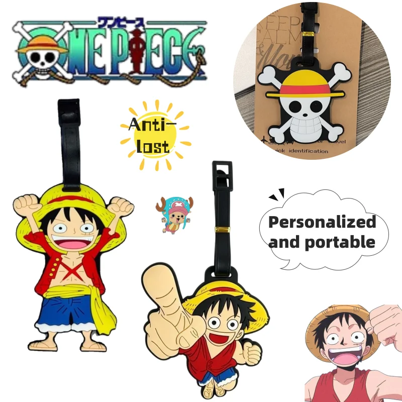 One Piece Luggage Tag Roronoa Zoro and Tony Tony Chopper Cartoon Cute style Personality Anti-lost Portable Luggage Pendant Gift