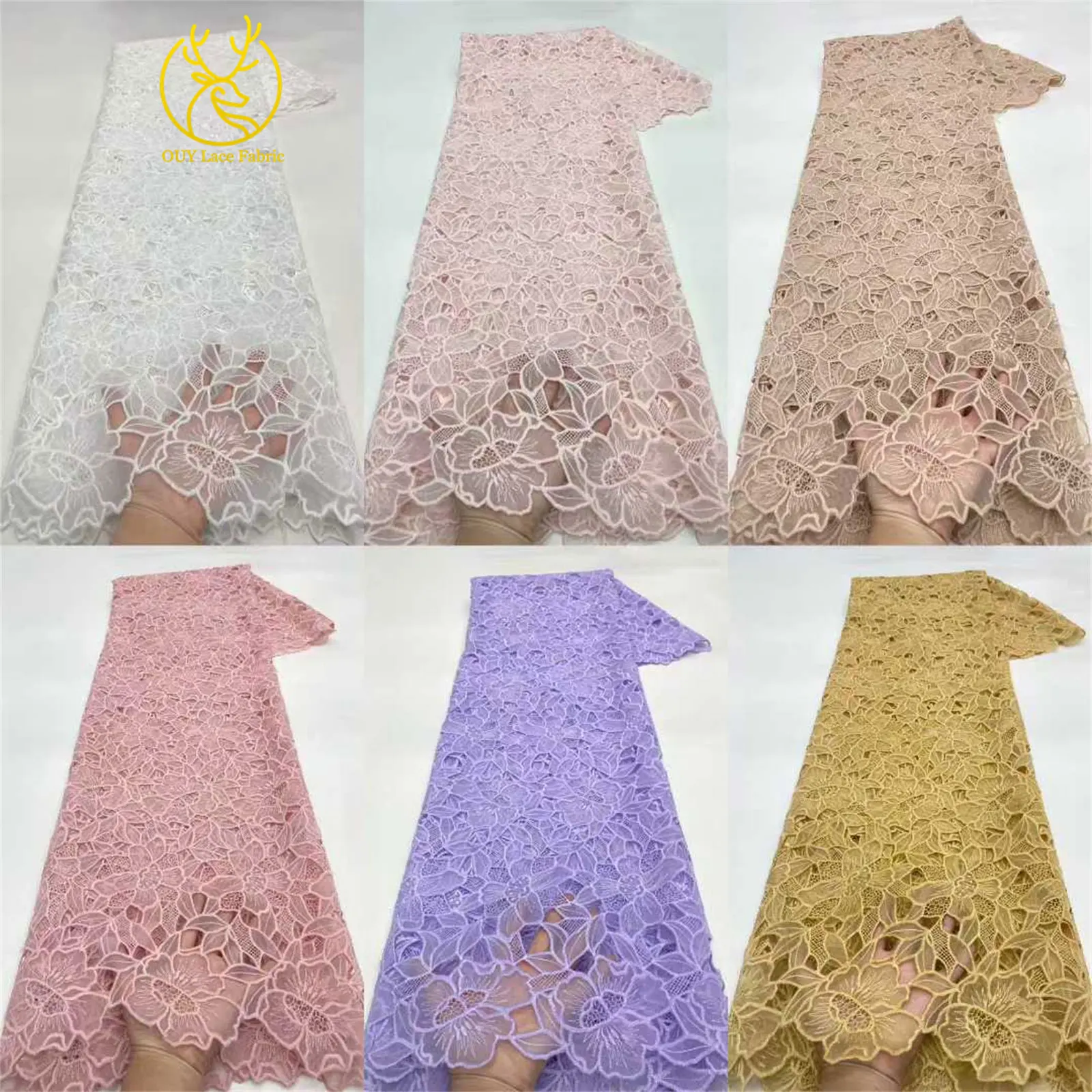 Eleganter französischer Mesh-Spitzenstoff 2026 Luxuriöser afrikanischer Stickerei-Tüll für Braut- und Abendkleider DIY Nähen 5 Yards – Detail 3
