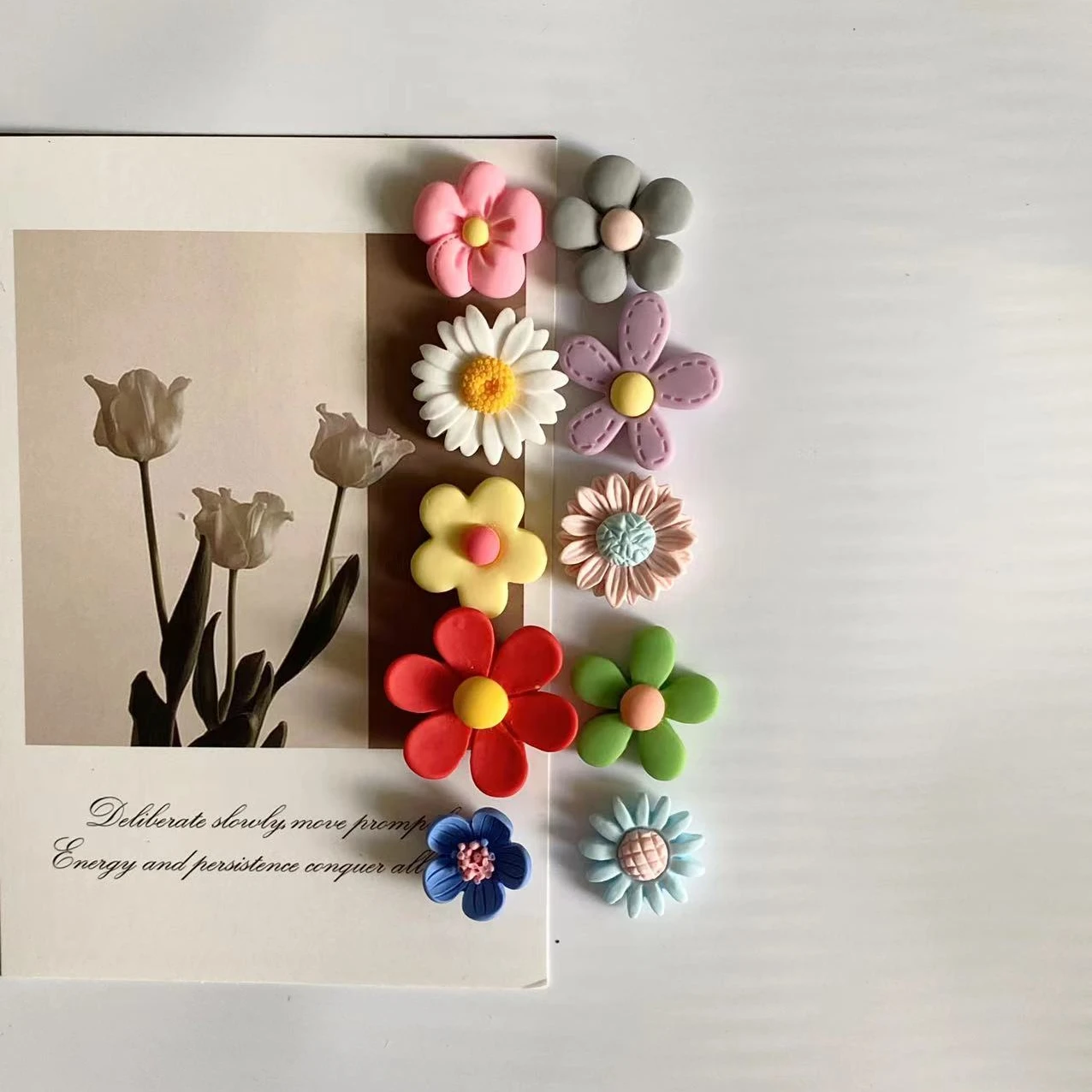 10Pcs Mixed Color Flower Refrigerator Photo Message Fixed Magnet Home Decoration image 5