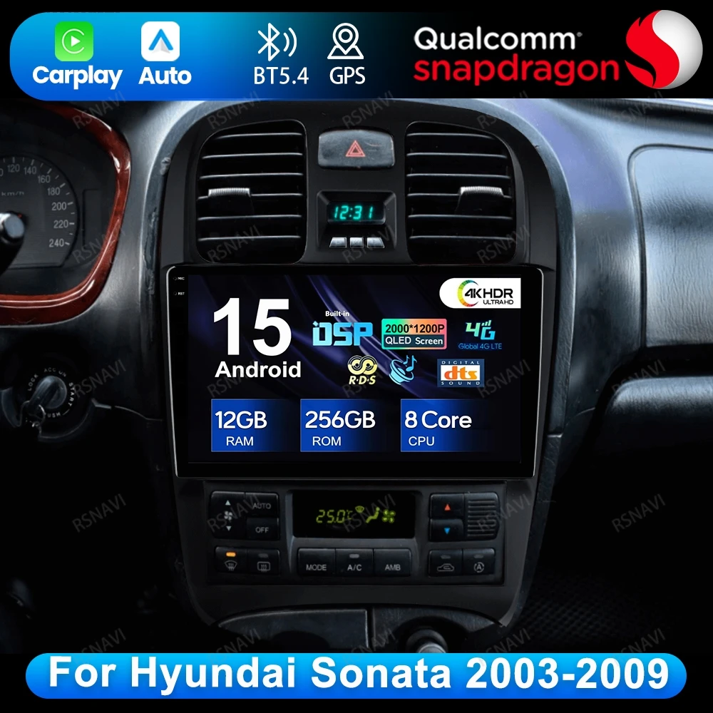 

Android 15 для Hyundai Sonata 2003-2009, мультимедийный Qualcomm Viedo Player DSP, автомобильное радио, авторадио 5G, WIFI, головное устройство, стерео 4G LTE