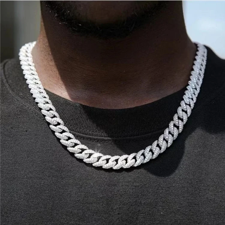 Cadena de eslabones cubanos de moissanita VVS1, collar de Hip Hop de alta calidad, 6MM de plata, gran oferta