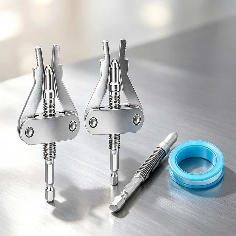 4pcs Broken Pipe Extractor Tool Set Drill Powered Faucet Angle Valve Remover For 1/2 3/4 1 Inch PVC For Mpp Thread Alloy Steel