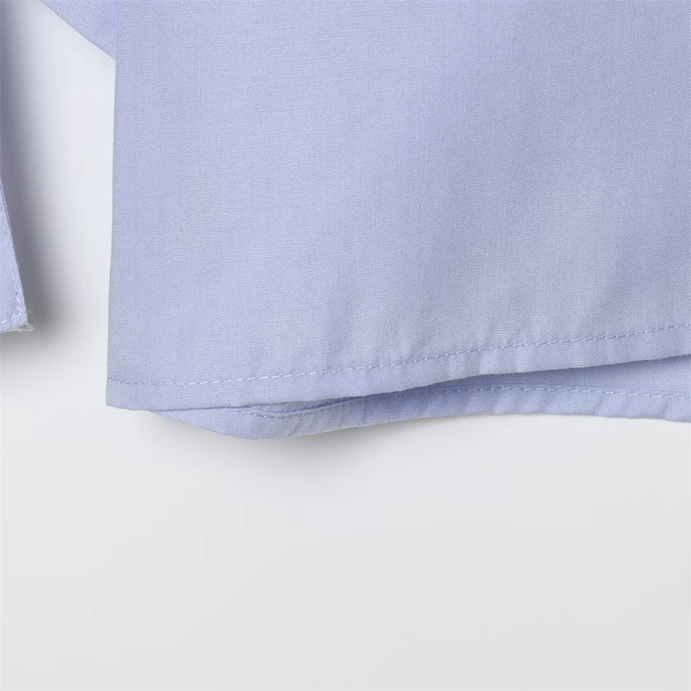 women's summer new fashionable slim fit versatile short style with a single lapel and bow decoration shirt