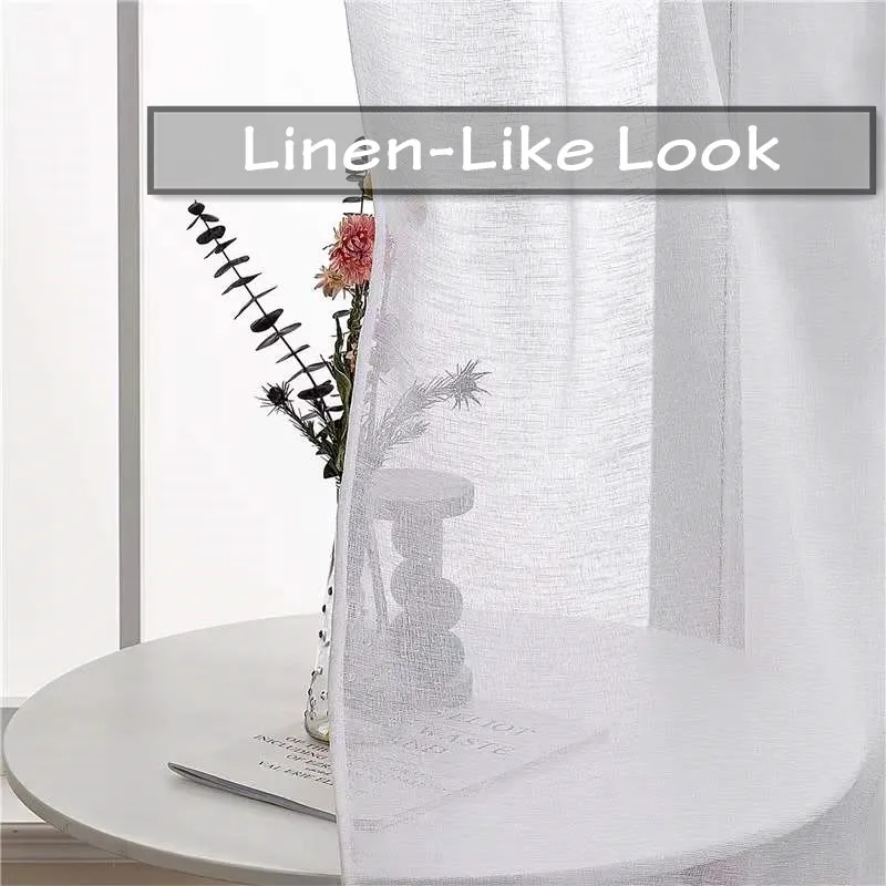 

Great Quality White Cotton Linen Like Sheer Curtains for Living Room Decoration Modern Window Tulle Veil Solid Voile Kitchen