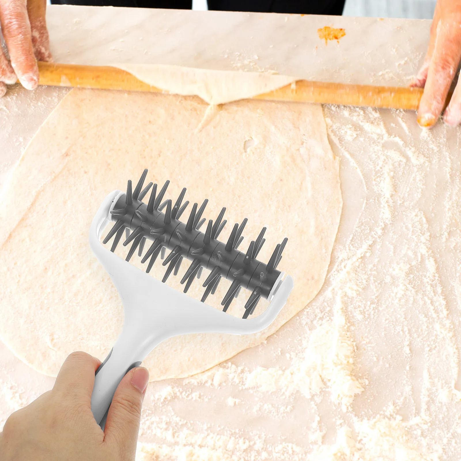 

Baking Roller Pizza Docker Smooth Handle Dough Aerator Kitchen Tool For Pizza Pastry Pie Dough Roller Docker For Baking