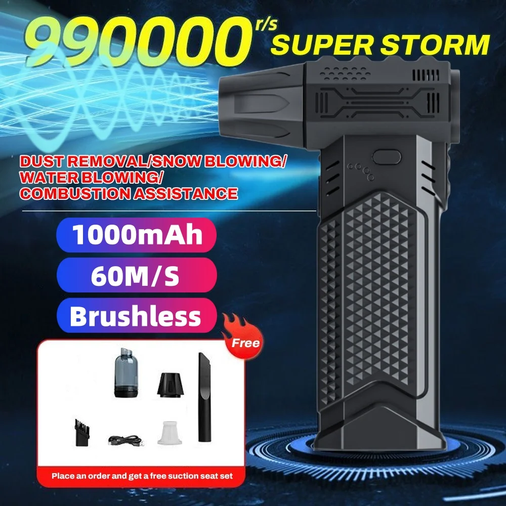 

Handheld Mini Turbo Jet Fan 990000RPM Powerful Air Blower Compressed Air Duster for Car Dryer Rechargeable Blower Cleaning Tool