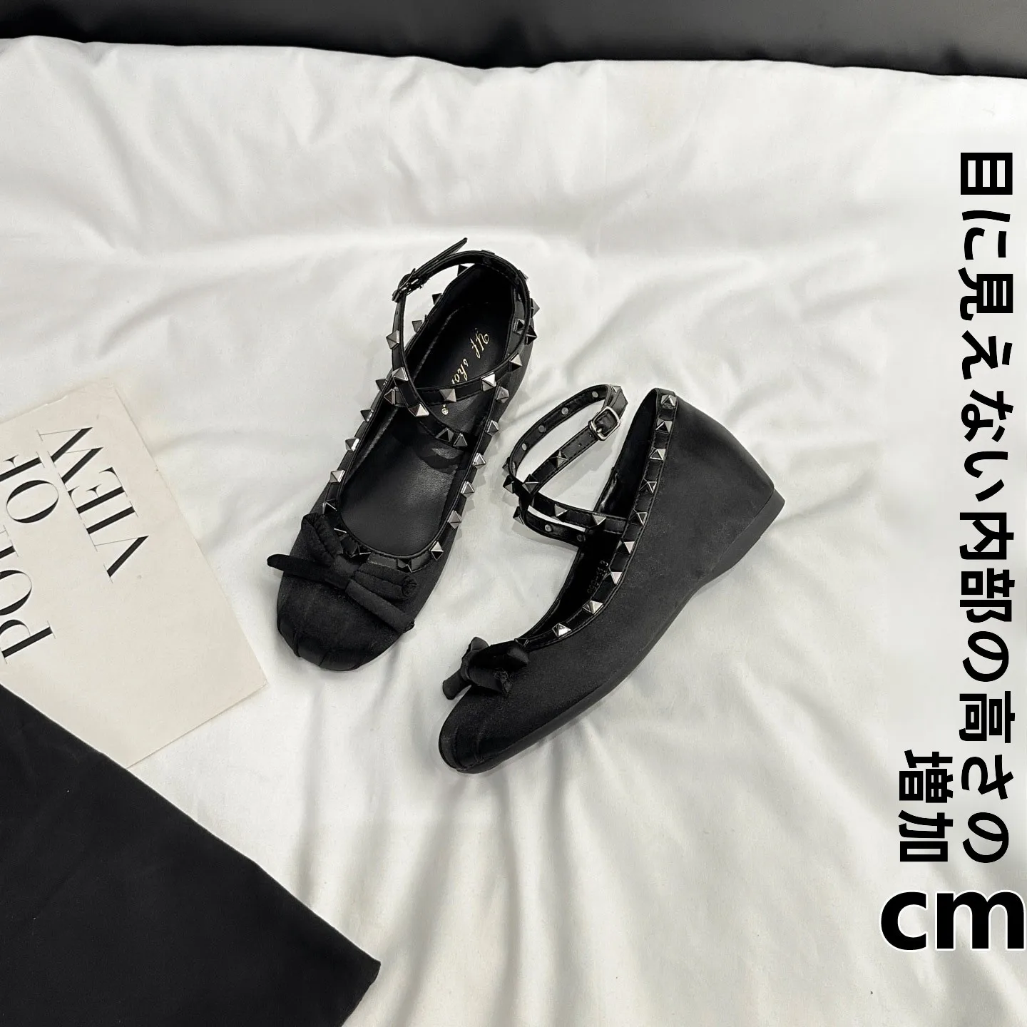 comfortable-ballet-flat-shoes-women's-spring-summer-new-style-knot-high-insole-5cm-rivet-mary-jane-not-tired-foot