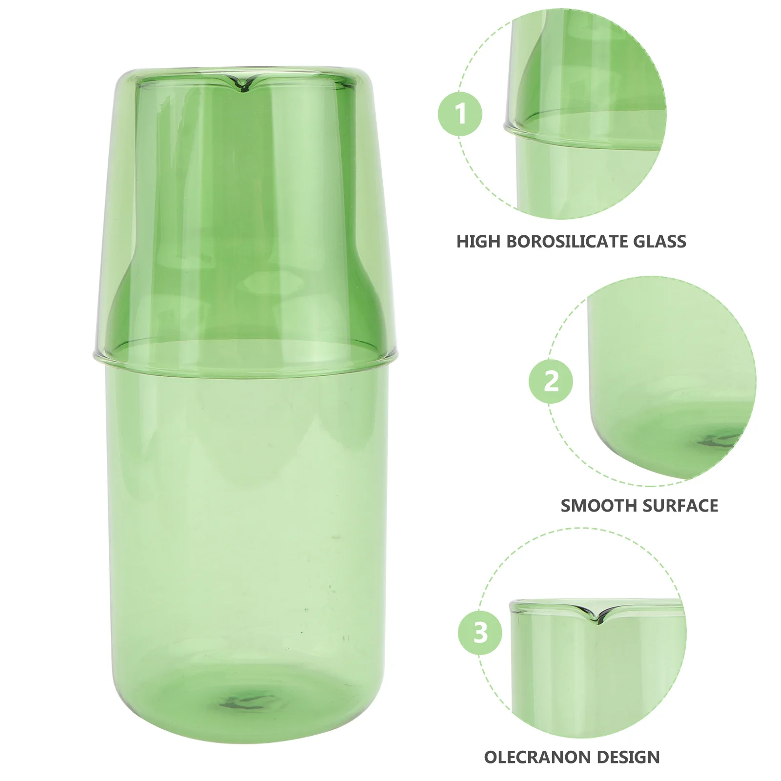 

1Set Glass Cup Set Premium High Borosilicate Drinking Tools Large Capacity Water Bottle and Cup for Home Office Party Use Green