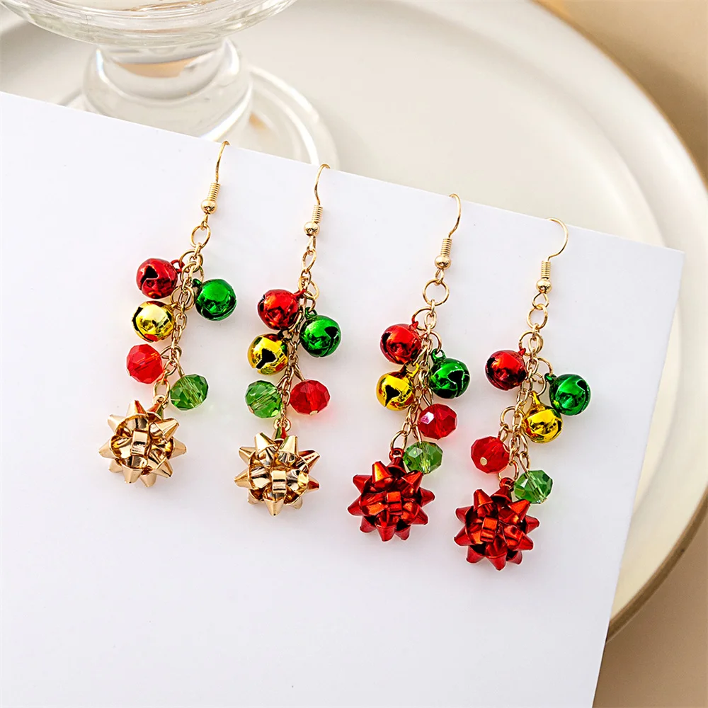 Exquisite and fashionable bell earrings, colorful and cute tassel pendant 2024 Christmas carnival party jewelry accessories gift