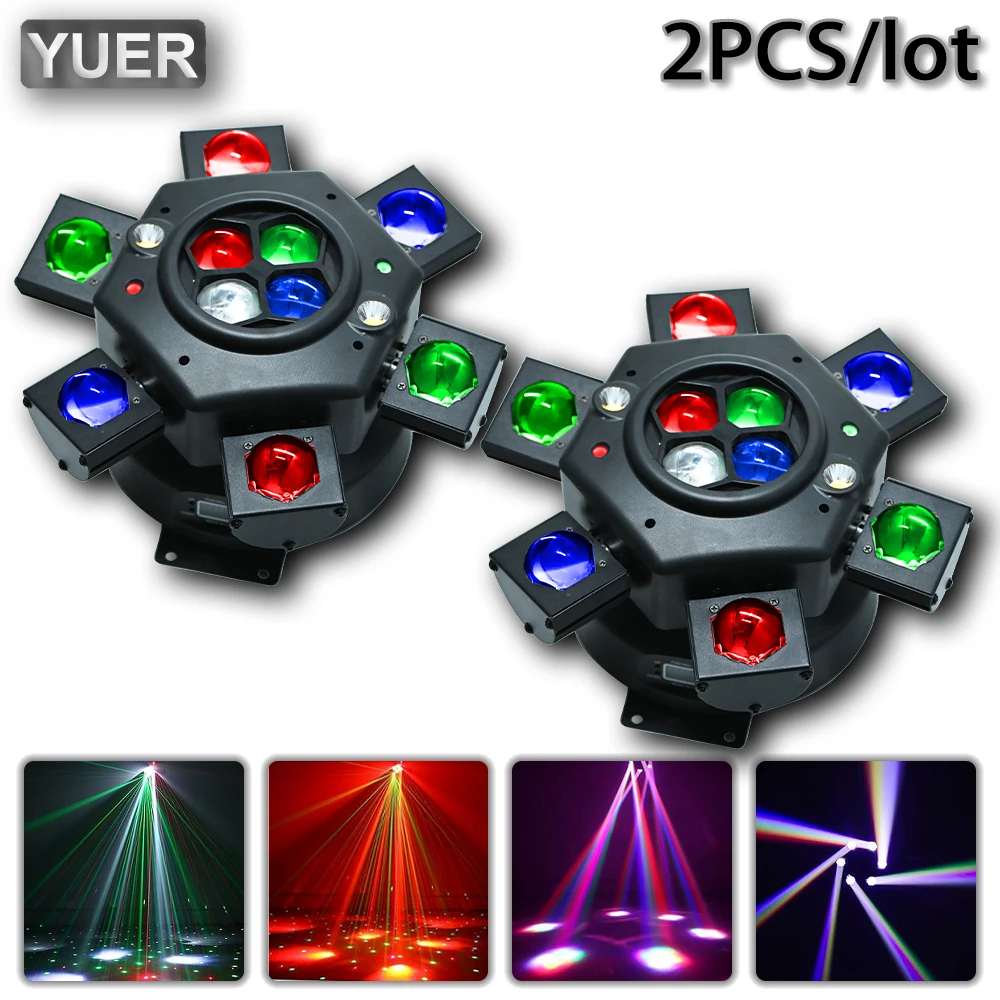 

2Pcs/lot YUER 6 Head LED 10X10W RGBW Moving Head Light RG Laser Beam Stage Lights Strobe DMX512 For DJ Disco Party Club 22CH