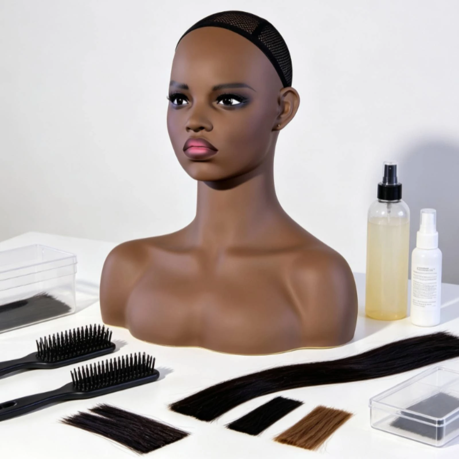 Mannequin Head with Shoulders Realistic Hairpiece Display Head Mannequin Bust Natural-Looking Shoulder-Length for Cosplayers