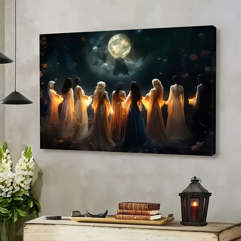 Modern Fantasy Moon Calling Magic Witch Ceremony Mysterious Canvas Prints God Wall Art Poster for Living Room Home Decor Cuadros