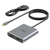 Fairikabe Mini Displayport To 2*HDMI-compatible Splitter Adapter 4K60Hz MDP To HDMI Hub MST SST for Laptop PC Monitor Projector