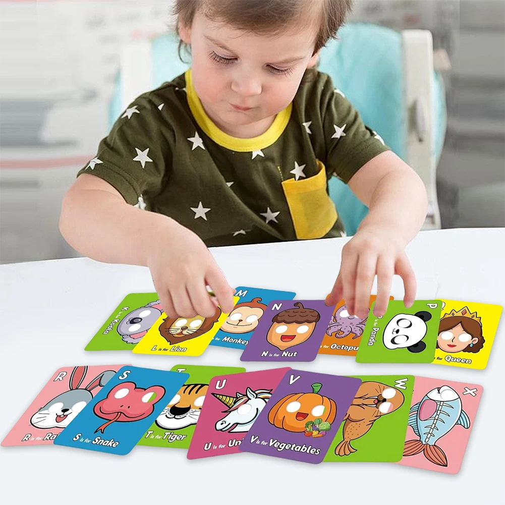 Cartes de masque Alphabet colorées, 26 pièces, avec masques d'animaux, jeux d'apprentissage éducatifs pour enfants, activités d'apprentissage préscolaires