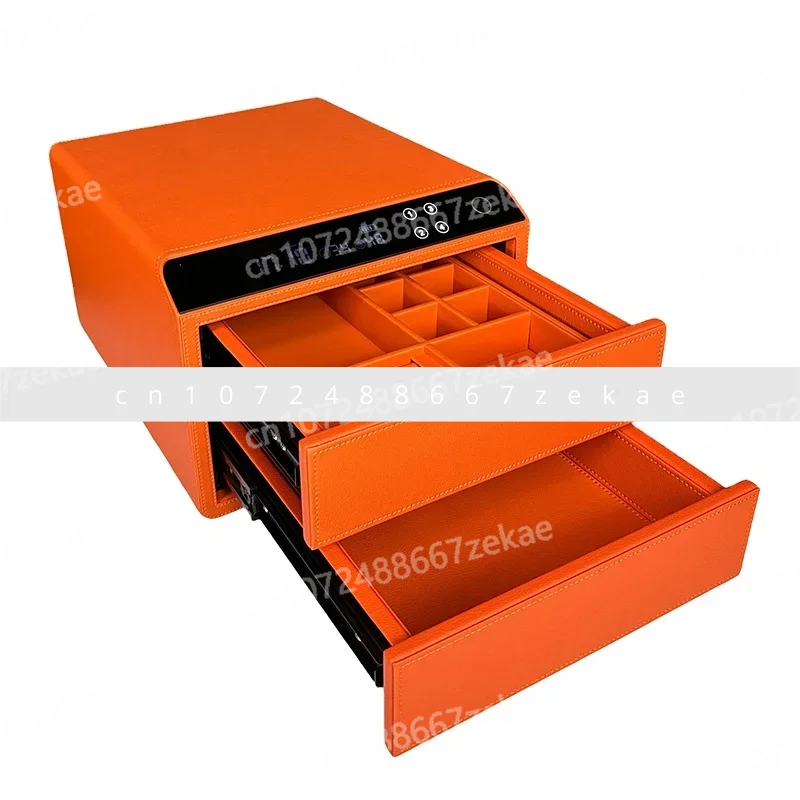 

XAG-PGC2 Luxury Leather Double-Layer Drawer Fingerprint Safe Box Home Office File Storage Jewelry Safe