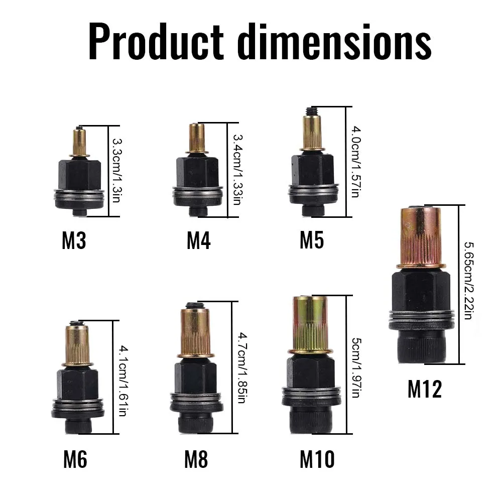 70個入りハンドリベットナットツールセット、手動リベッターキット、M4 M5 M6 M8 M10ナットヘッド付き、DIY修理・取り付け用、使いやすいアクセサリー