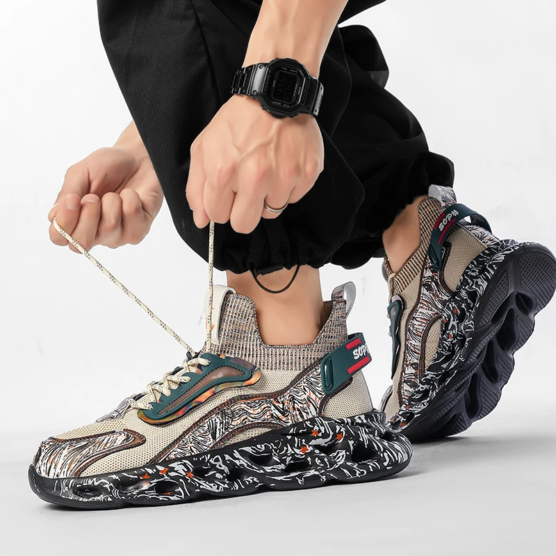 

Sports and leisure shoes, men's shoes, marathon oversized air cushioned shoes, fly woven all season rubber, wear-resistant, anti