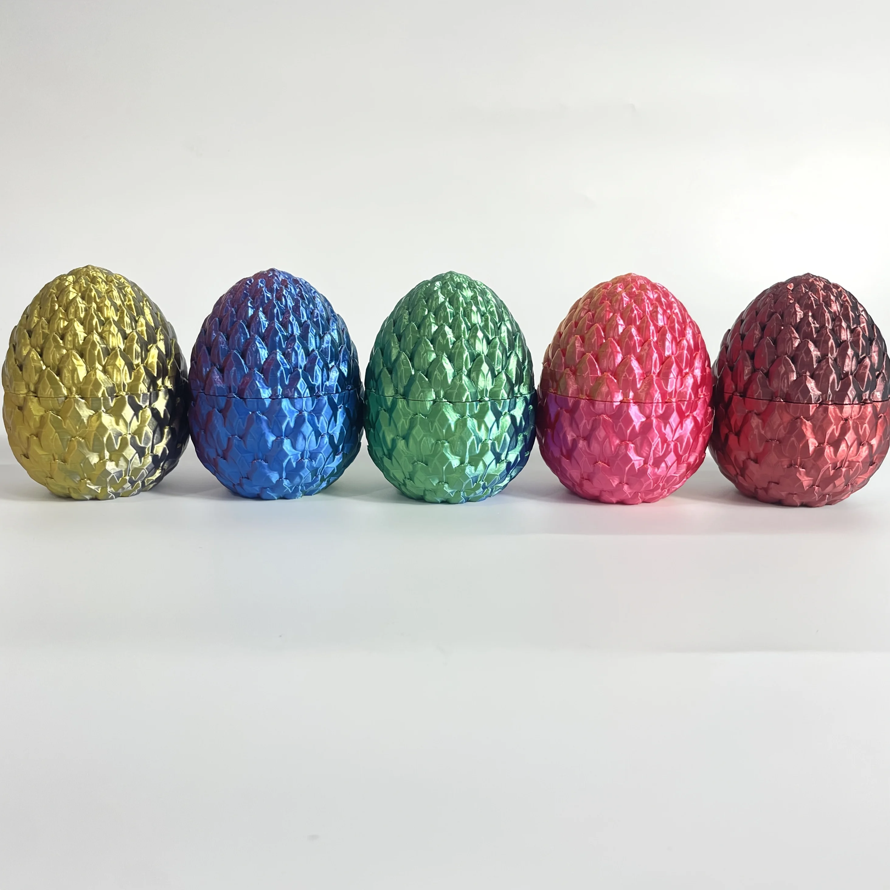 Unique 3D Printed Movable Dragon Egg Decorated with Exquisite Crystal Details Including a Fully Movable Dragon Perfect for Colle