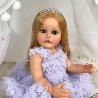 NPK 55CM Full Body Silicone Toddler Girl Sue-sue Doll Hand-Detailed Lifelike Painting Soft Touch Waterproof Toys for Girl