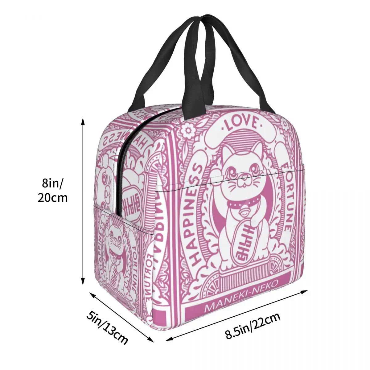 Maneki Neko Insulated Lunch Bag for Women Portable Lucky Fortune Cat Thermal Cooler Bento Box Beach Camping Travel