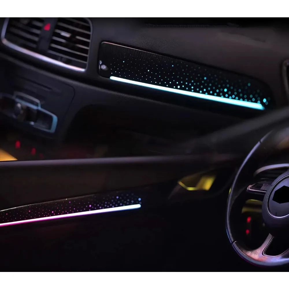 

64-цветная светодиодная атмосферная подсветка Carbon Starry Sky для Audi Q3 8U 2013-2018 с управлением через экран, комплект для модернизации интерьера