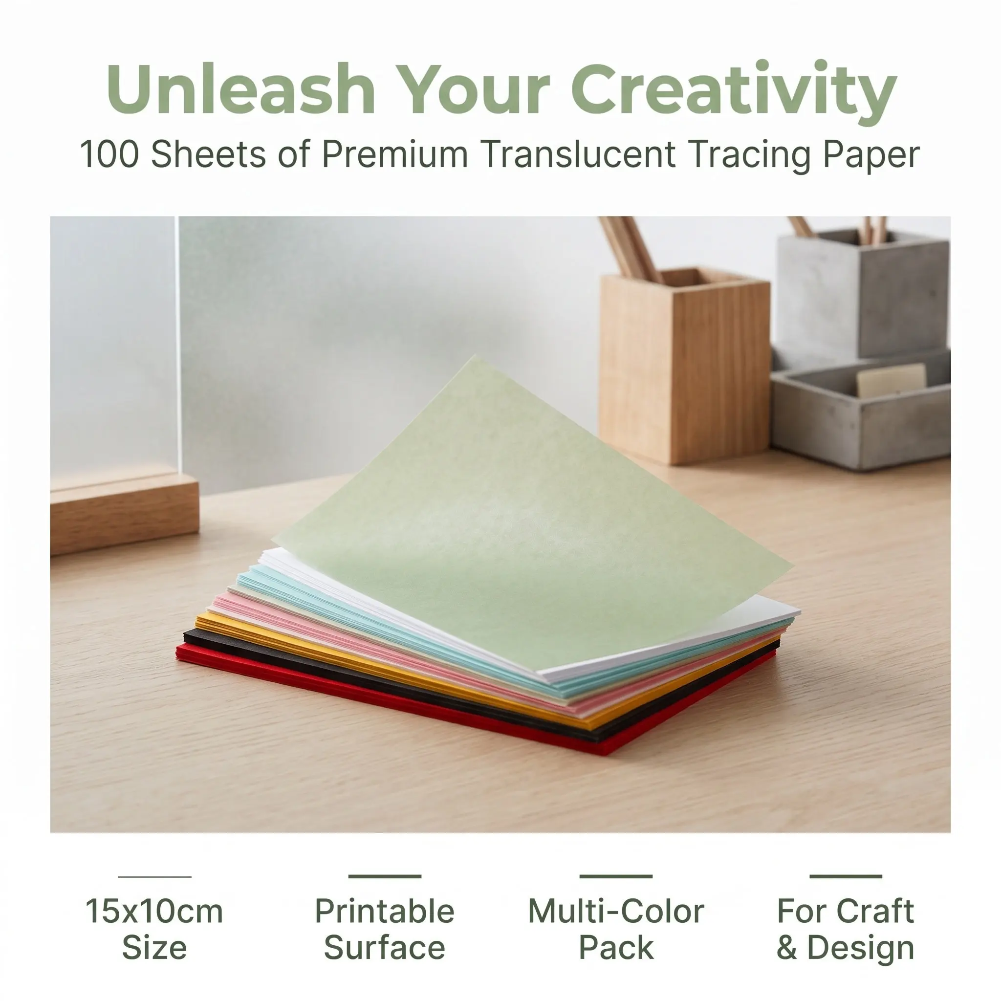 Tracing Paper Sheets 100Pcs Smooth Semi Transparent for Drawing Transfer Printing Scrapbooking Crafts