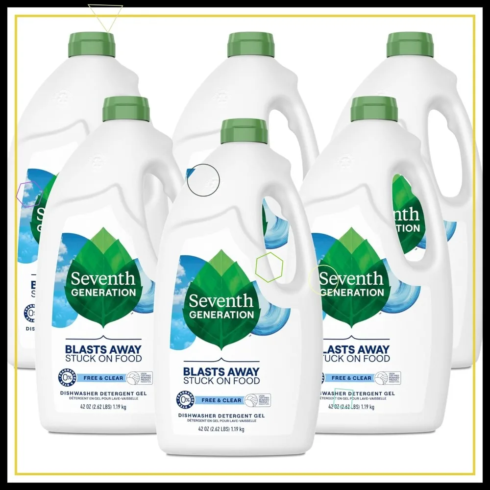 

Plant-Based Dishwasher Detergent Gel, Fragrance-Free & Eco-Friendly, 42 oz Pack of 6 for Sparkling Clean Dishes