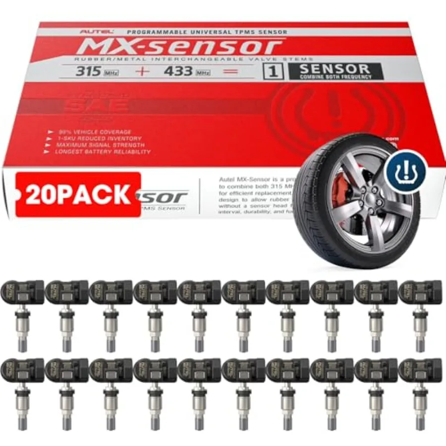 

TPMS Sensors 2in1 for Tire Monitoring, ABS Plastic, Black, Programmable via TS408S/TS501 PRO/TS508WF/MK808S-TS Tools, Bulk of 2