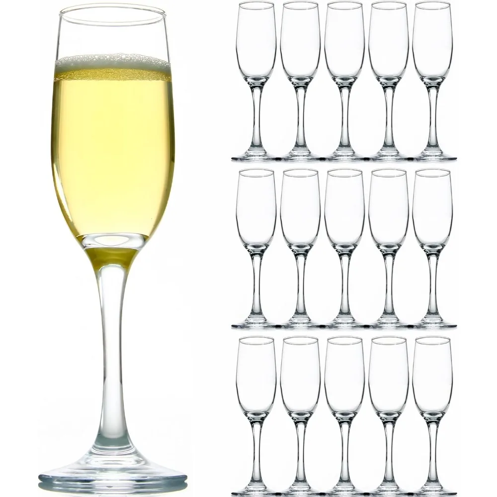 

Набор из 16 прозрачных бокалов для шампанского с длинной ножкой, 6 унций, для мимозы, игристого вина, свадебных торжеств