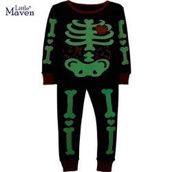 Little maven 2024 Halloween Scary Luminous Costume for Children Sleepwear Halloween Party Clothes New Fashion Kids