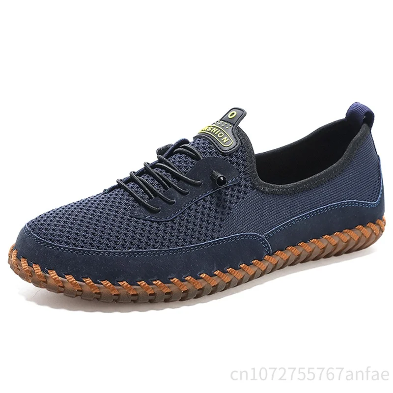New Summer Men Mesh Shoes Breathable Loafer Lightweight Handmade Casual Shoes Outdoor Men's Sneakers Walking Shoe Driving Shoes